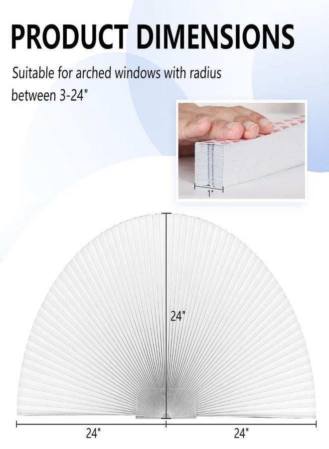 OUDUCK Arch Window Shades Blackout Half Circle Cellular Shades, Pleated Blinds Half Moon Window Shades for Semi Circle Windows, Easy Cut and Install, (Radius: 24", White) - Image 4